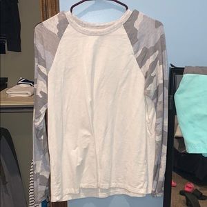 White and camo long sleeve shirt